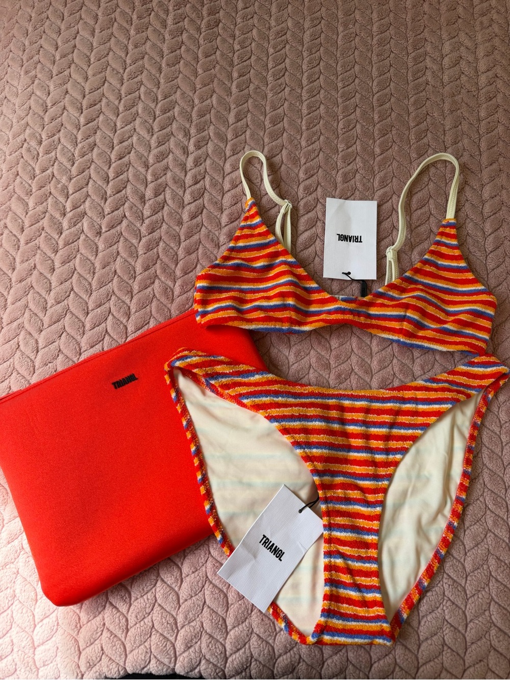 TRIANGL Maia Kitt Striped Terry Cloth Towelling Scoop Bikini Set